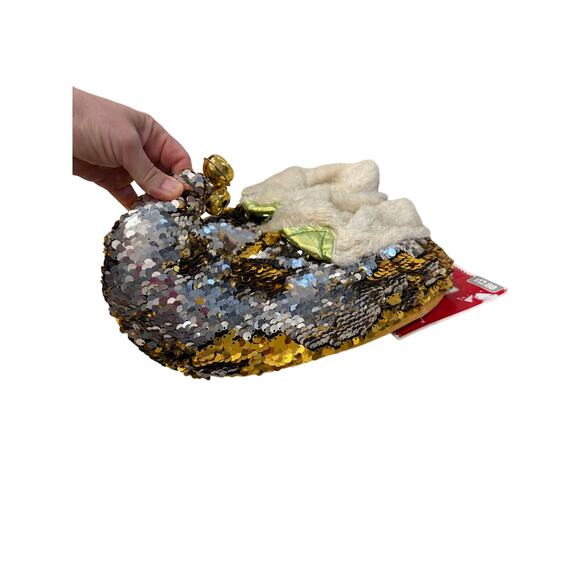 Christmas elf slippers festive w jingle bells holiday party Xmas spirit gold szL - Picture 8 of 8